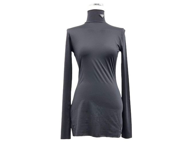 Prada Jersey-Oberteil mit Rollkragen und Triangle-Logo aus Strick - Ansicht 4