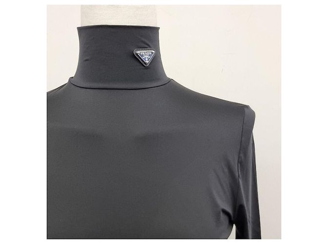 Prada Jersey-Oberteil mit Rollkragen und Triangle-Logo aus Strick - Ansicht 5