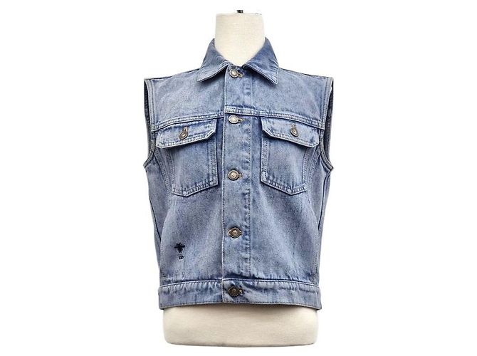 Dior Chaleco de denim bordado Azul - vista 4