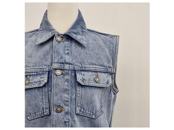 Dior Chaleco de denim bordado Azul - vista 6