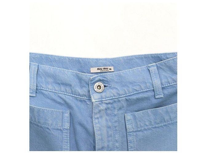 Miu Miu Jeans Drill Denim da donna con logo sulla tasca posteriore - vista 5