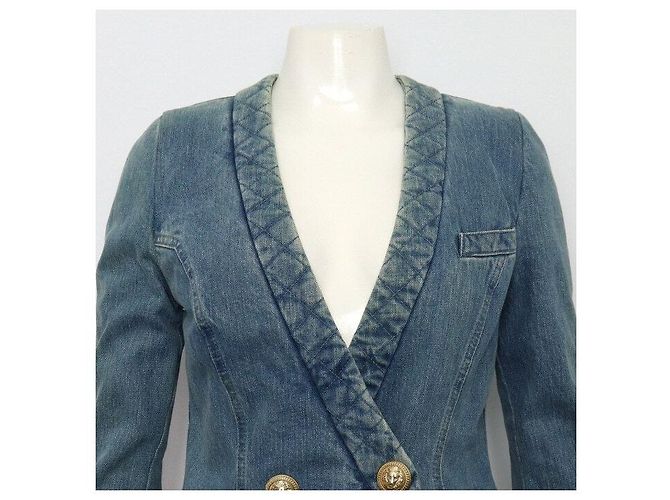 Balmain Chaqueta vaquera de algodón azul lavado para mujer - vista 2