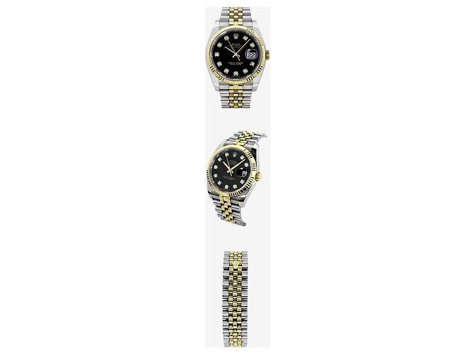 Rolex Datejust Diamanti Oro Giallo Nero - vista 2