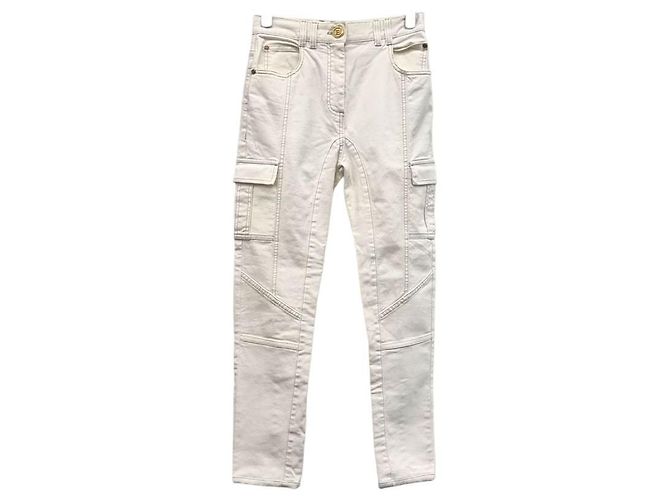 Balmain Pantalones Cargo con Botones Dorados Blanco - vista 4