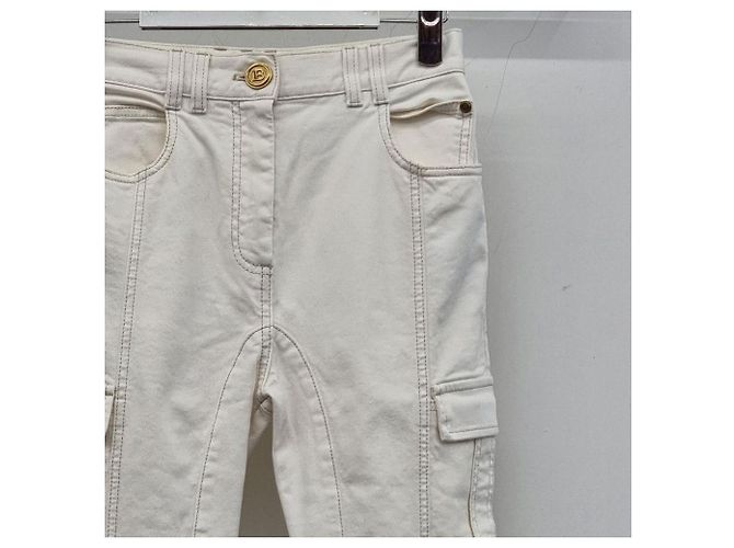 Balmain Pantalones Cargo con Botones Dorados Blanco - vista 5