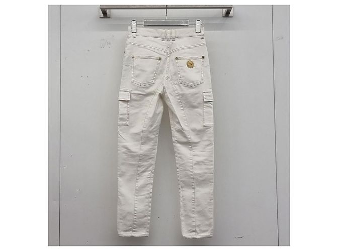 Balmain Pantalones Cargo con Botones Dorados Blanco - vista 7