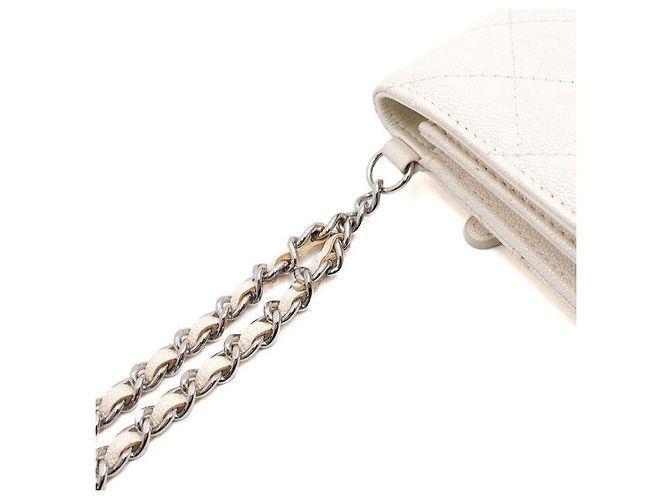 Chanel Borsa a pochette con tracolla a catena Caviar Ivory Season Bianco - vista 10