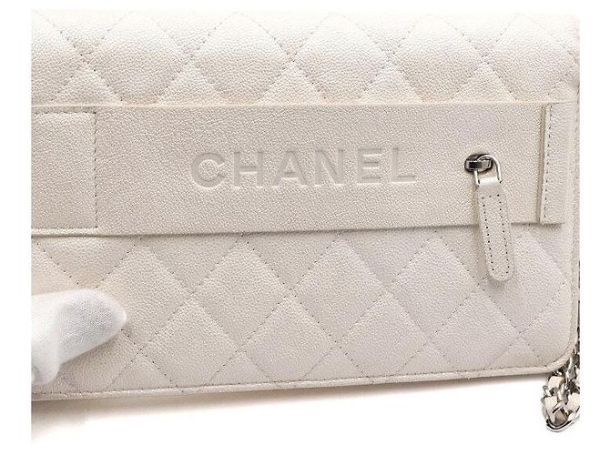 Chanel Borsa a pochette con tracolla a catena Caviar Ivory Season Bianco - vista 11