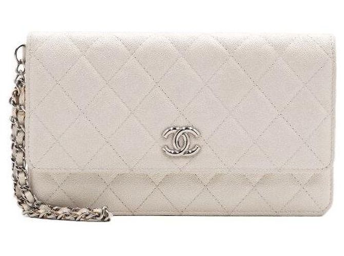 Chanel Borsa a pochette con tracolla a catena Caviar Ivory Season Bianco - vista 2
