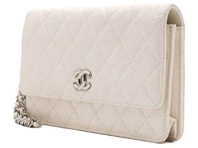 Chanel Borsa a pochette con tracolla a catena Caviar Ivory Season Bianco - vista 3