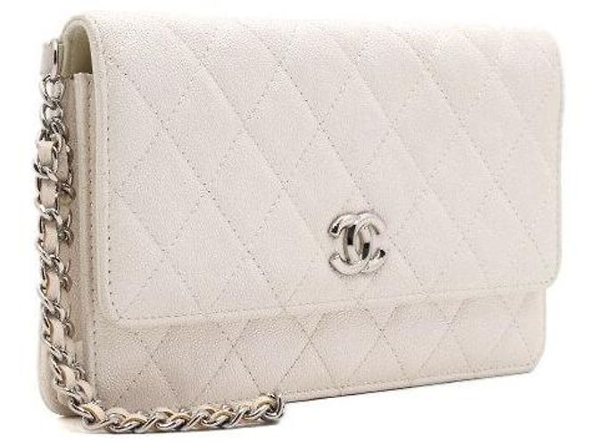 Chanel Borsa a pochette con tracolla a catena Caviar Ivory Season Bianco - vista 4