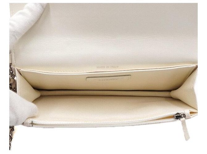 Chanel Borsa a pochette con tracolla a catena Caviar Ivory Season Bianco - vista 6
