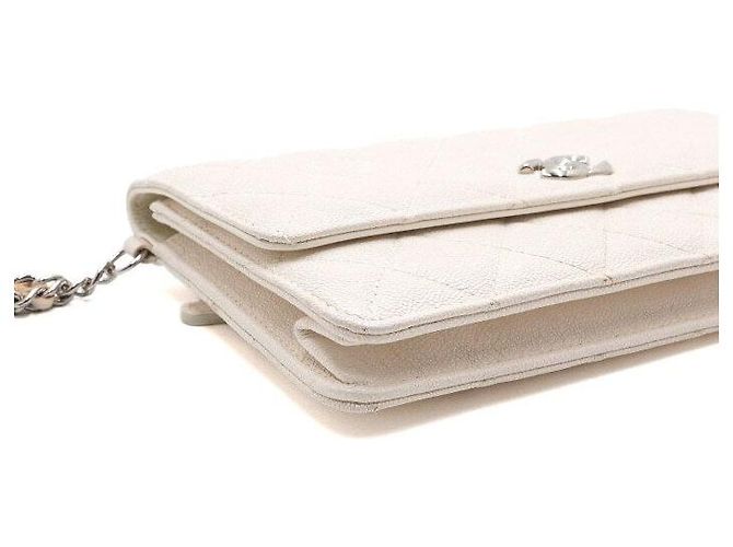 Chanel Borsa a pochette con tracolla a catena Caviar Ivory Season Bianco - vista 9