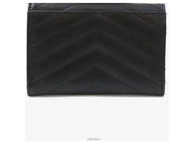 Saint Laurent Logo Matelassé Small Wallet Black Silver - vista 3