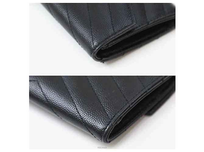 Saint Laurent Logo Matelassé Small Wallet Black Silver - vista 7