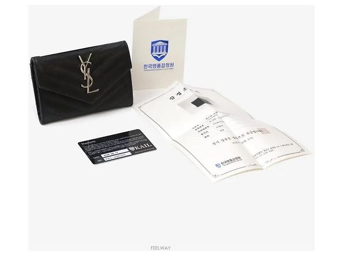 Saint Laurent Logo Matelassé Small Wallet Black Silver - vista 8