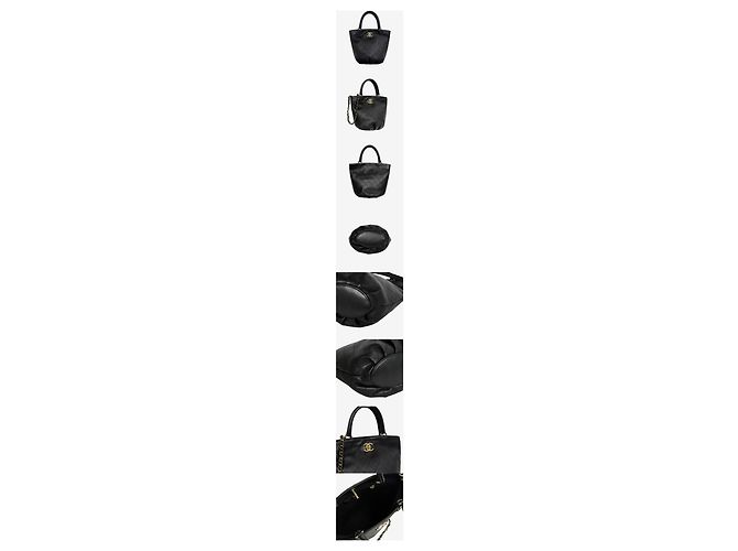 Chanel Serie de bolsos bucket de piel de becerro con asa de cadena acolchada Negro - vista 2