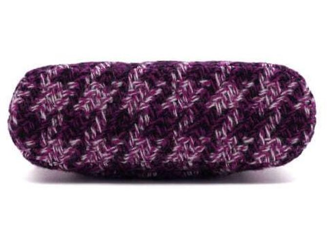 Chanel Mini bolsa de ombro meia-lua em tweed roxo com corrente dourada - vista 7