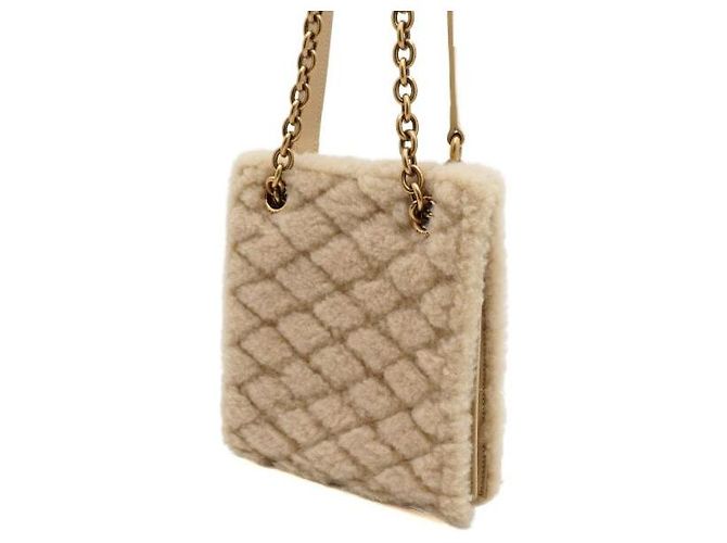 Saint Laurent Borsa a spalla e borsa a tracolla in shearling marrone - vista 2