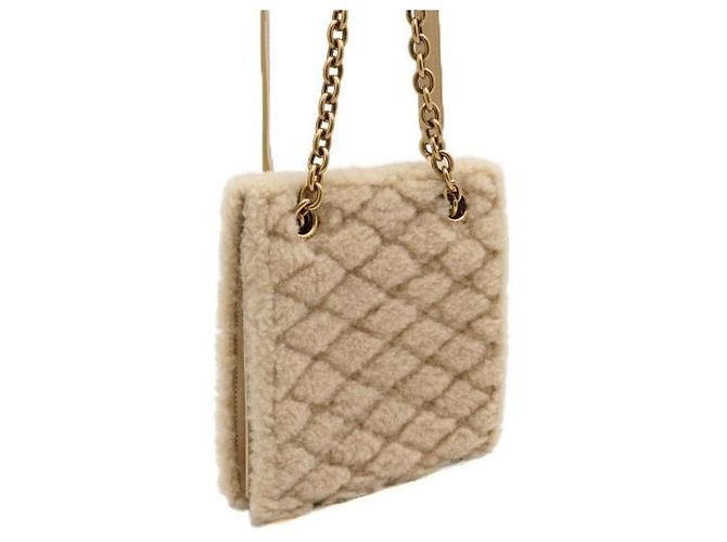 Saint Laurent Borsa a spalla e borsa a tracolla in shearling marrone - vista 3