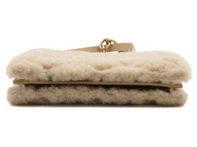Saint Laurent Borsa a spalla e borsa a tracolla in shearling marrone - vista 6