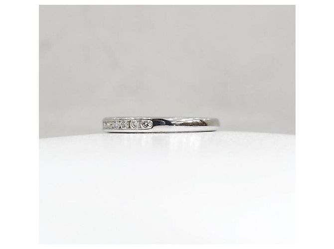 Tiffany & Co Platin Solitär Half Eternity Ring Größe - Ansicht 2