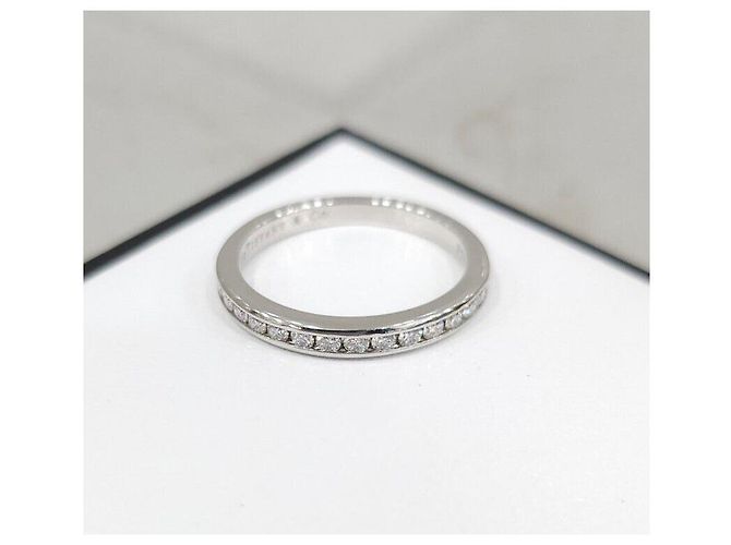 Tiffany & Co Platin Solitär Half Eternity Ring Größe - Ansicht 4