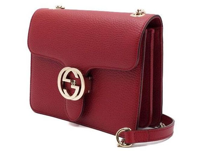 Gucci Borsa a spalla e borsa a tracolla rossa con piccola catena intrecciata - vista 2
