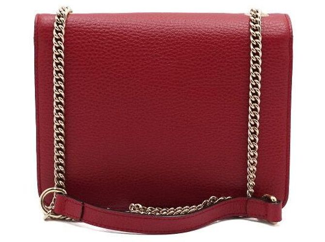 Gucci Borsa a spalla e borsa a tracolla rossa con piccola catena intrecciata - vista 4
