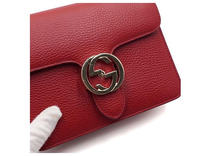 Gucci Borsa a spalla e borsa a tracolla rossa con piccola catena intrecciata - vista 9