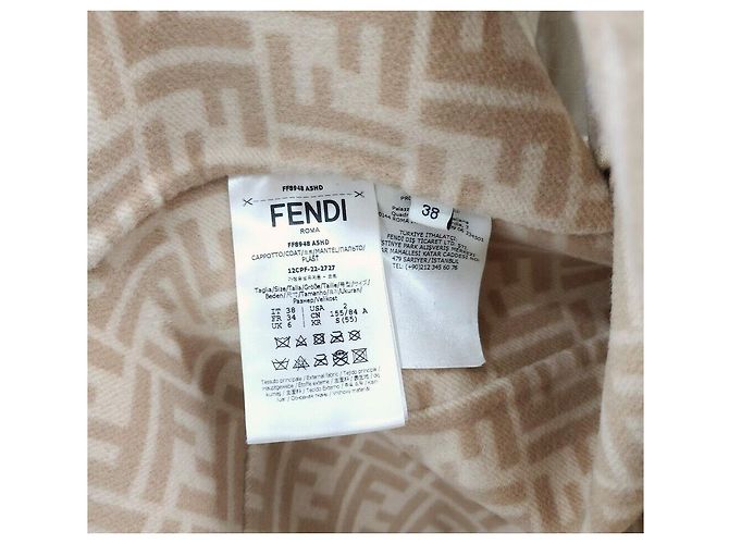 Fendi Abrigo de lana recto Double Face con bolsillos y detalles de visón Naranja - vista 6