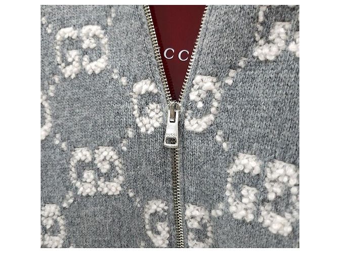 Gucci Cardigan con zip in jacquard Boucle Stitch Marrone - vista 5