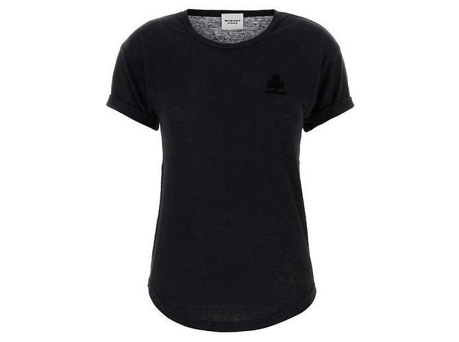 Isabel Marant KOLDIA Leinen T-Shirt mit Logo Schwarz - Ansicht 4