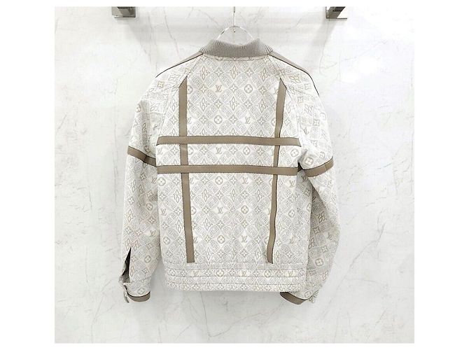 Louis Vuitton LV Monogram Leder Varsity Bomberjacke Silber - Ansicht 2