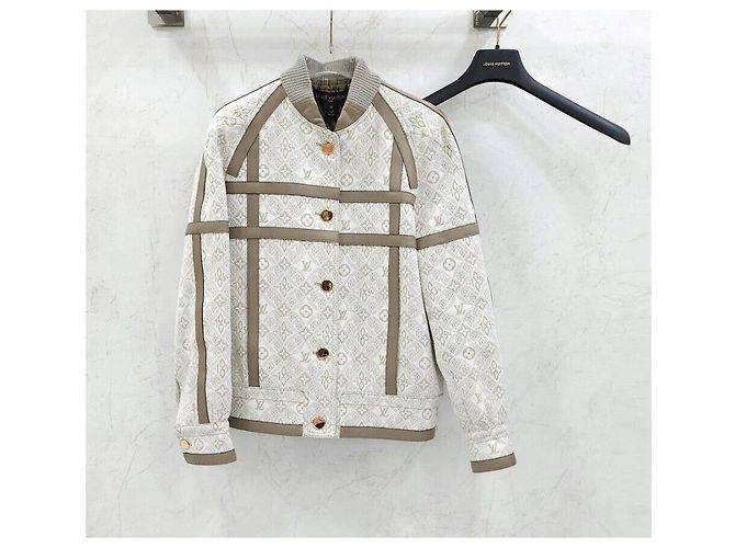 Louis Vuitton LV Monogram Leder Varsity Bomberjacke Silber - Ansicht 6