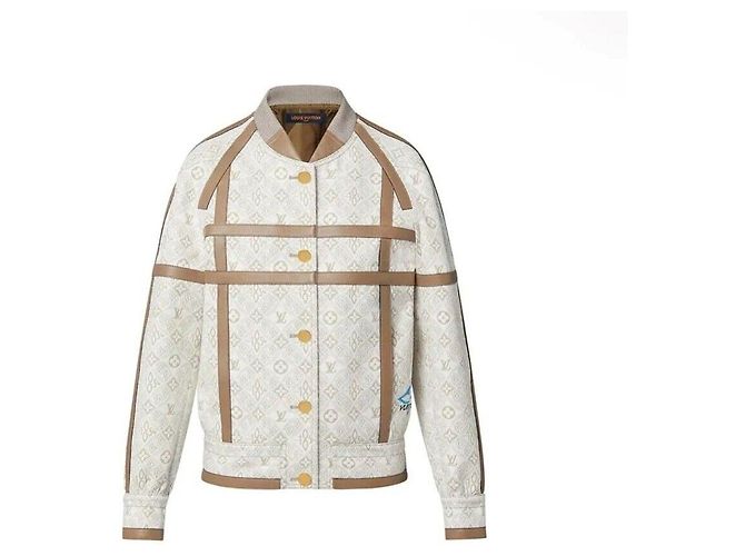 Louis Vuitton LV Monogram Leder Varsity Bomberjacke Silber - Ansicht 7