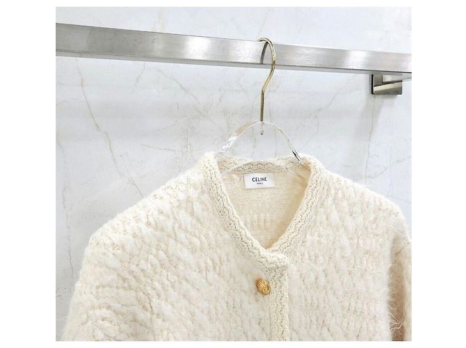 Céline Alpaka-Woll-Cardigan-Jacke Weiß - Ansicht 3
