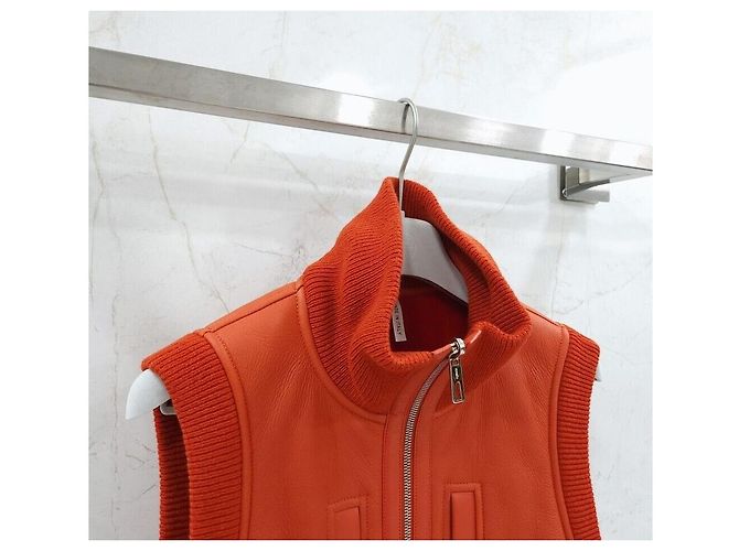 Hermès Wendbare Lederweste in Senfgelb Rot - Ansicht 3