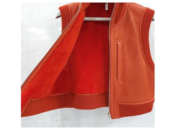 Hermès Wendbare Lederweste in Senfgelb Rot - Ansicht 5