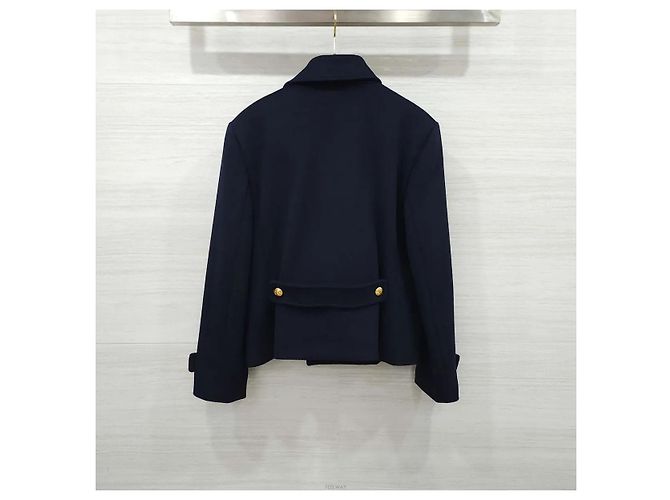 Céline Wool Chelsea Coat Navy - view 2