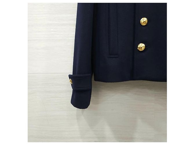 Céline Wool Chelsea Coat Navy - view 4