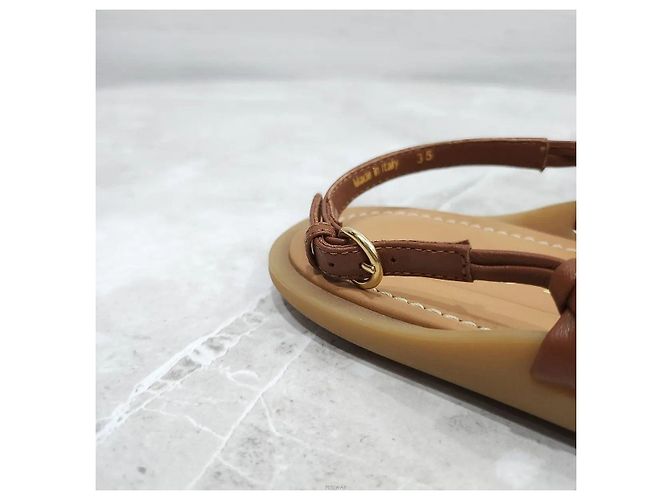 Miu Miu Sandali con cinturino in pelle intrecciata Cognac Marrone - vista 7