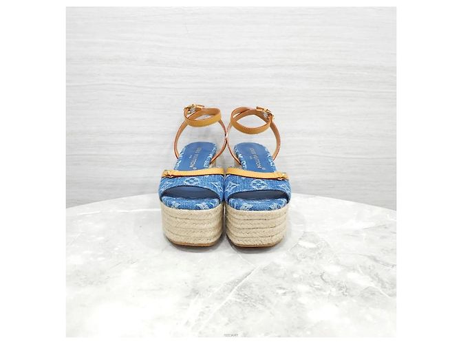 Louis Vuitton Sandali con zeppa Helios Denim Blue - vista 2