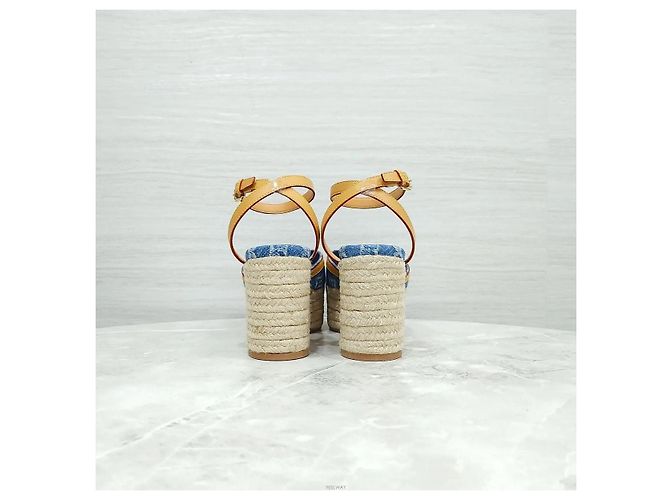 Louis Vuitton Sandali con zeppa Helios Denim Blue - vista 4