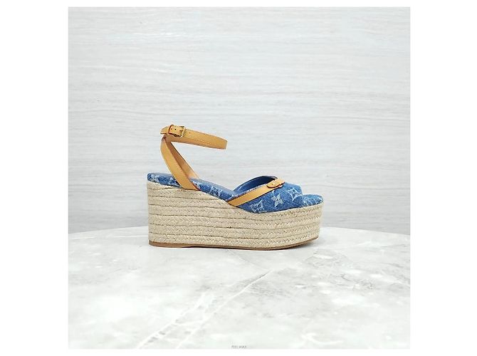 Louis Vuitton Sandali con zeppa Helios Denim Blue - vista 5