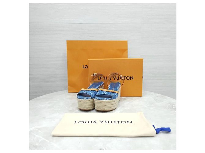Louis Vuitton Sandali con zeppa Helios Denim Blue - vista 9