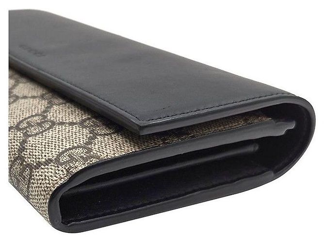 Gucci Portafoglio lungo Supreme GG Canvas Nero - vista 6