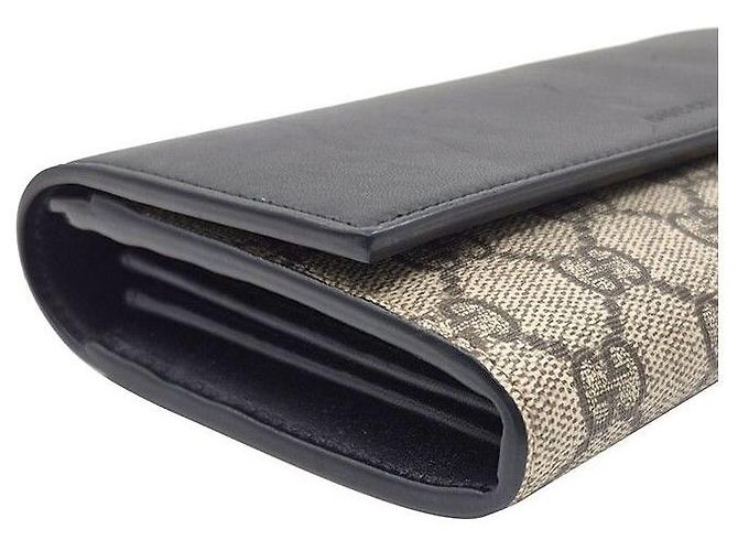 Gucci Portafoglio lungo Supreme GG Canvas Nero - vista 7