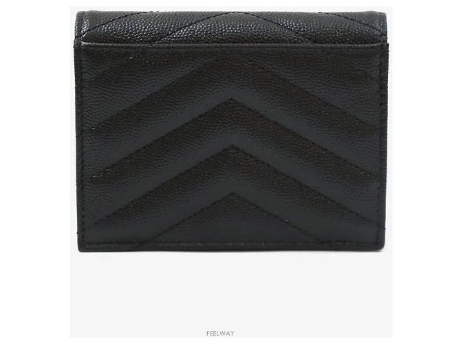 Saint Laurent Monogram Matelassé Logo Compact Wallet Black Golden Schwarz - Ansicht 3