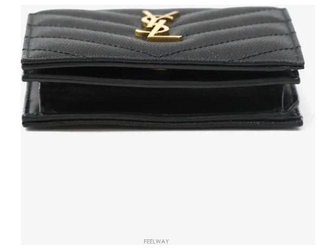 Saint Laurent Monogram Matelassé Logo Compact Wallet Black Golden Schwarz - Ansicht 4
